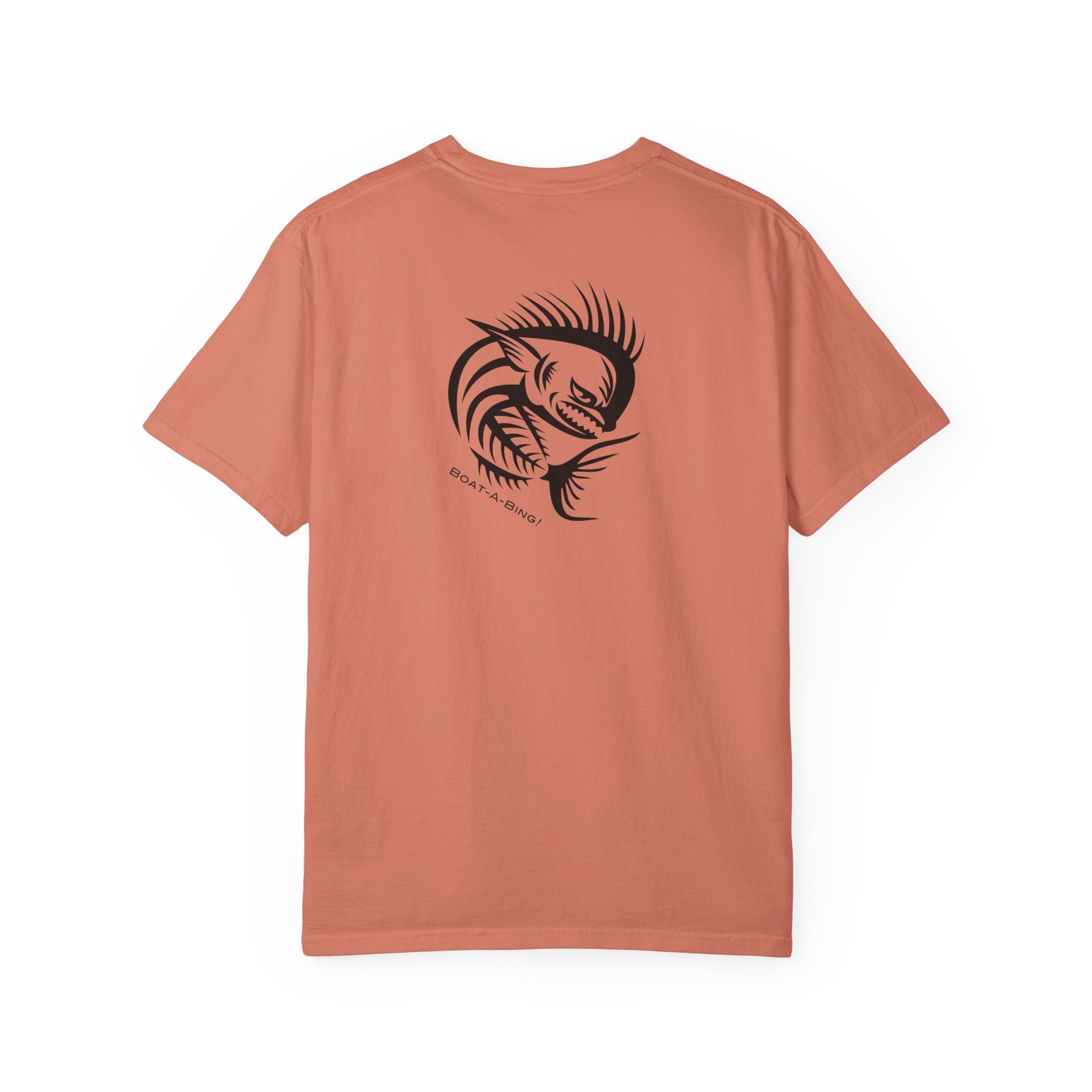 Boat-A-Bing Angry Mahi garment-dyed cotton boating and fishing tee, back print