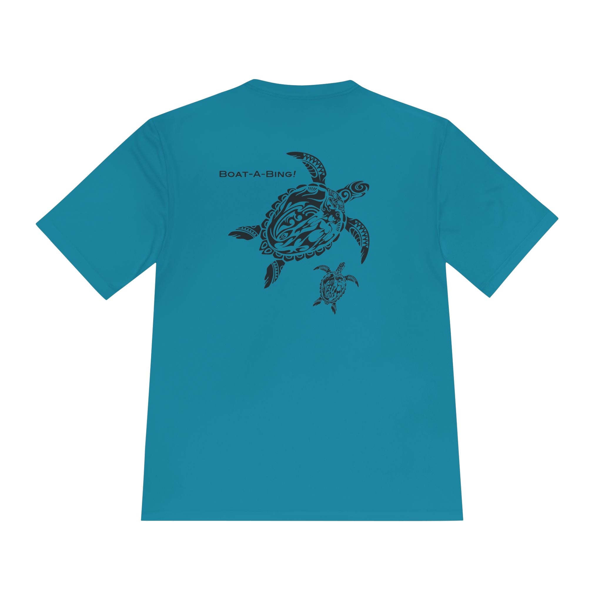 Boat-A-Bing Mama Turtle sea turtle moisture-wicking performance boating tee, back print