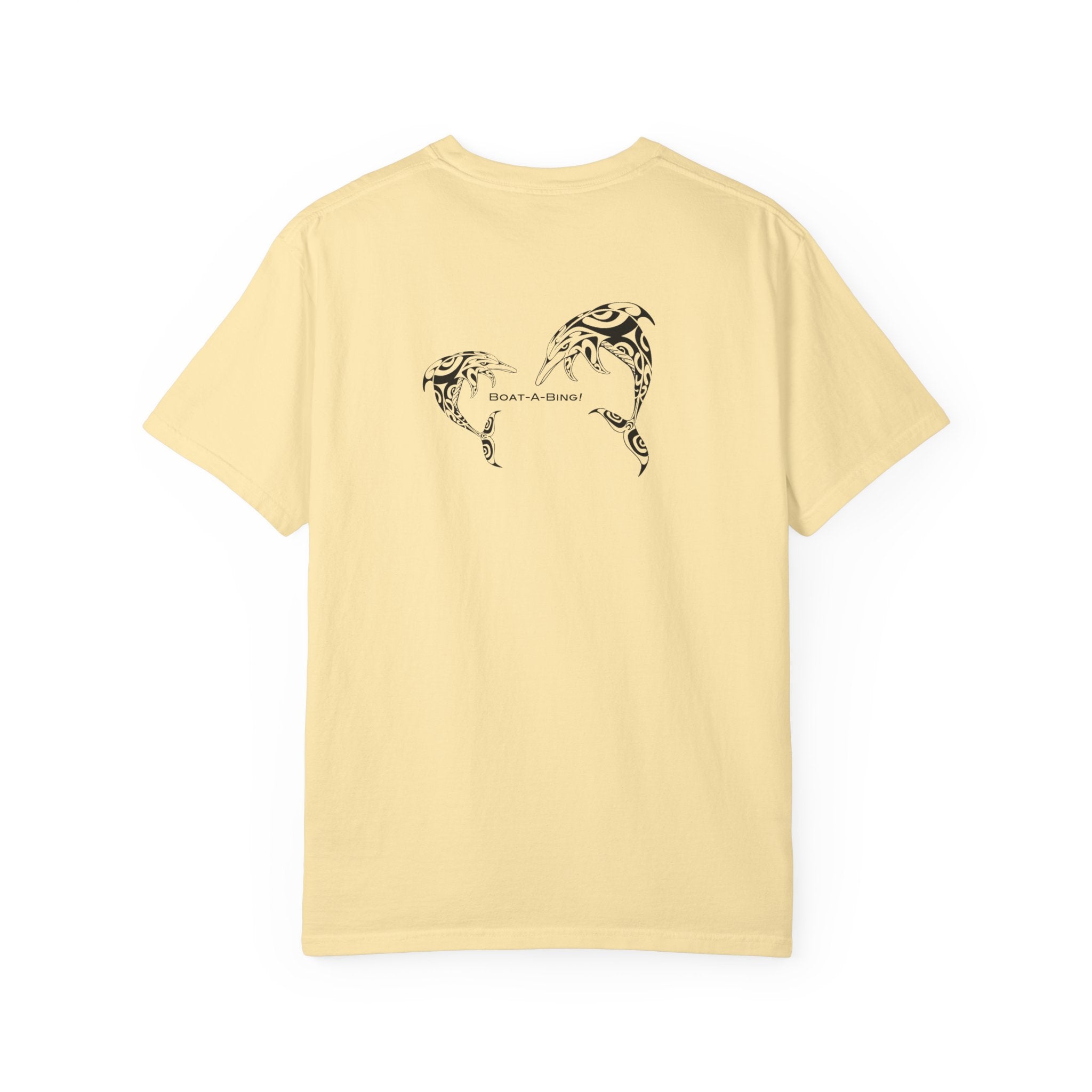 Boat-A-Bing dolphins garment-dyed cotton boating tee, back print