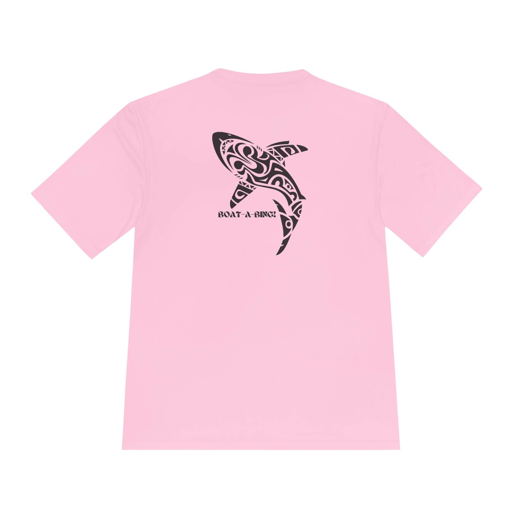 Boat-A-Bing Tiki Shark moisture-wicking performance boating tee, back print