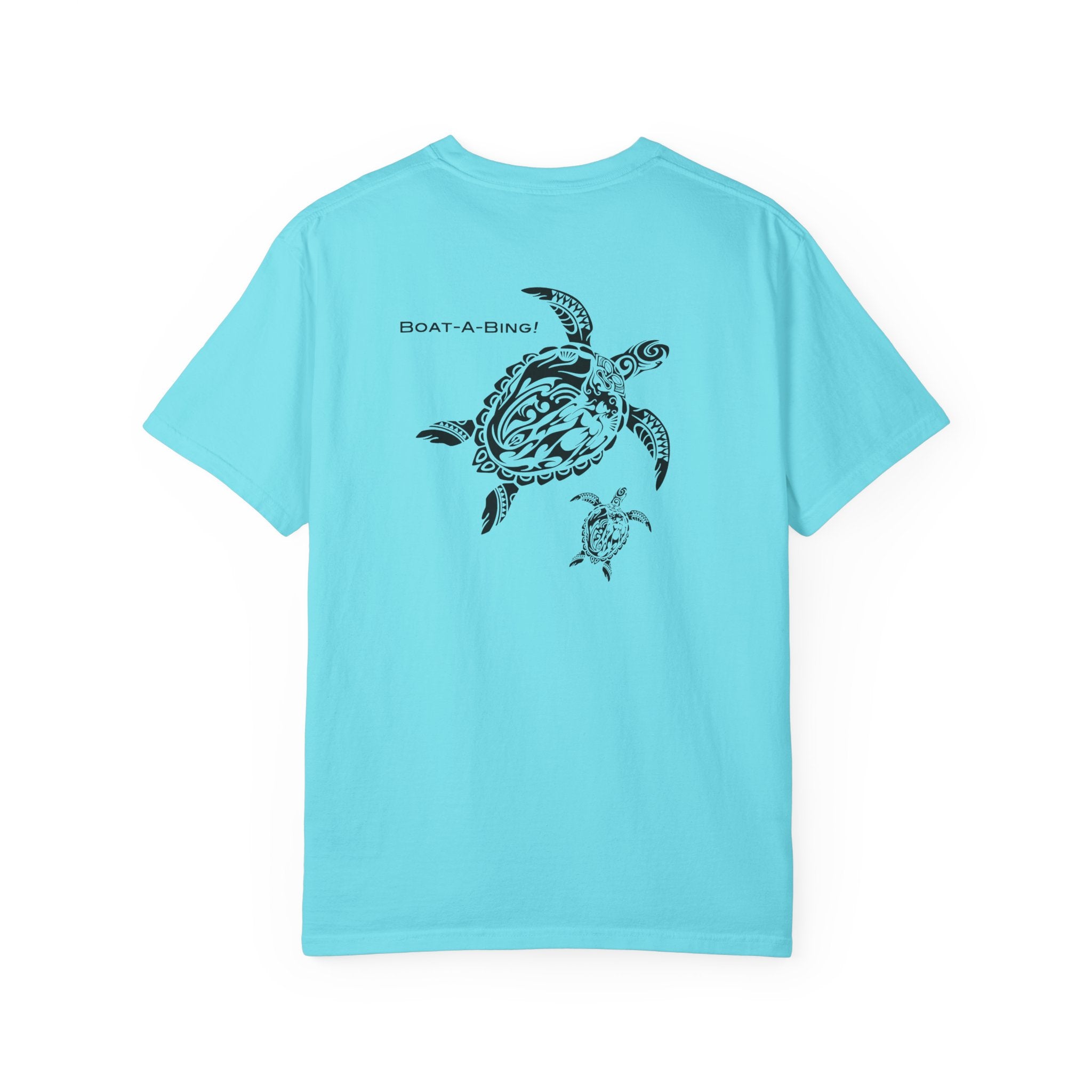 Boat-A-Bing Mama Turtle sea turtle garment-dyed cotton boating tee, back print