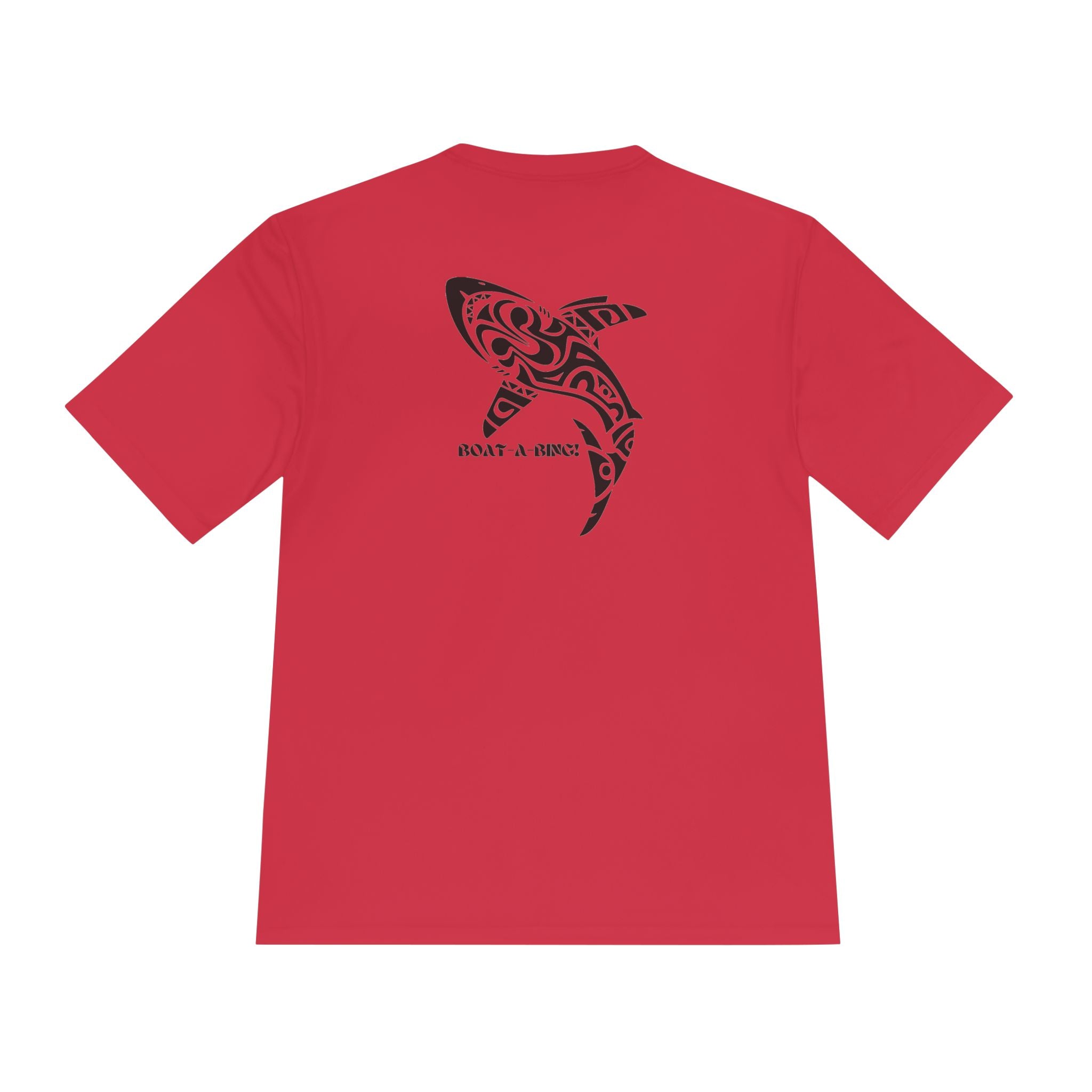 Boat-A-Bing Tiki Shark moisture-wicking performance boating tee, back print