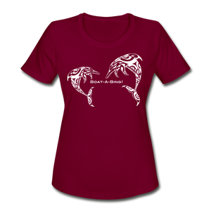 Women's Dolphin Moisture Wicking Performance T-Shirt - burgundy