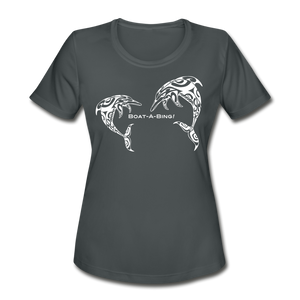 Women's Dolphin Moisture Wicking Performance T-Shirt - charcoal