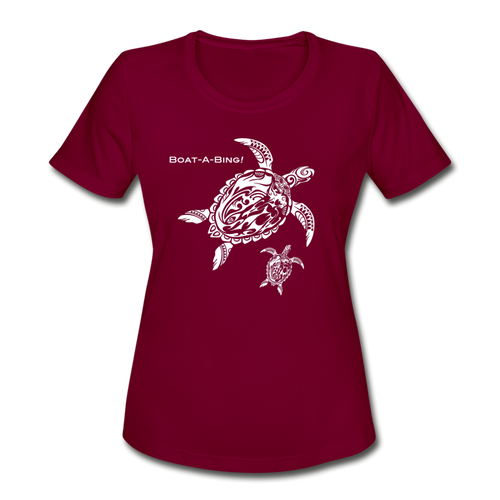 Women's Turtles Moisture Wicking Performance T-Shirt - burgundy