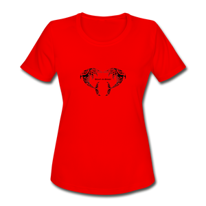 Women's Dolphin Heart Moisture Wicking Performance T-Shirt - red